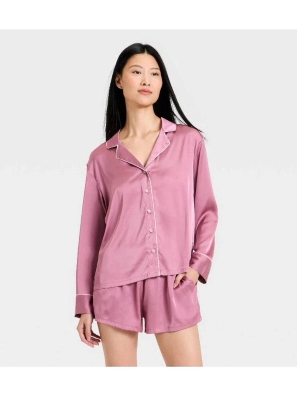 Auden Women's Luxury Collection Satin Notch Collar Pajama Set (Size XS). Wl453